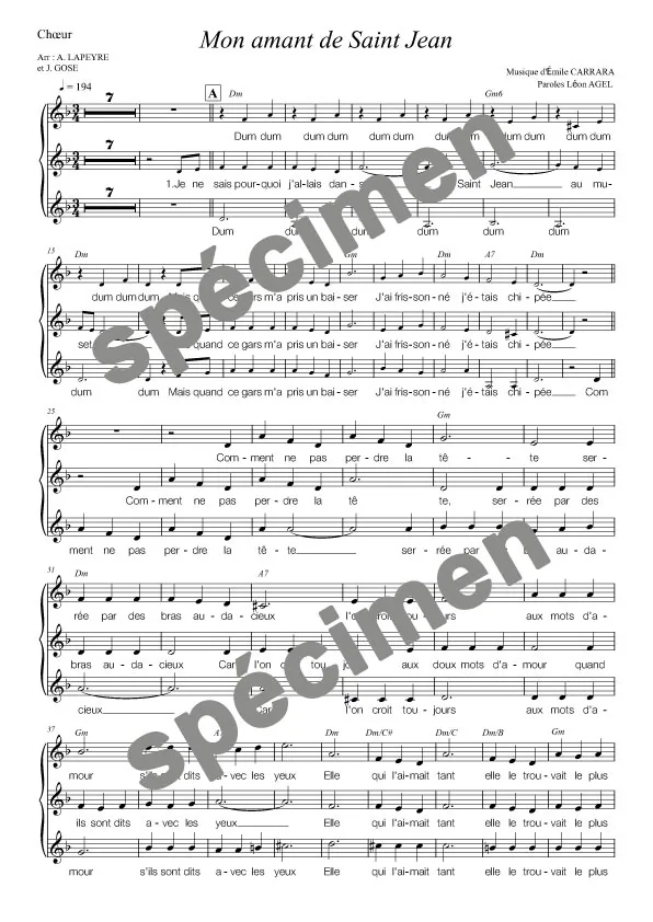Mon amant de Saint-Jean (orchestre et chant)