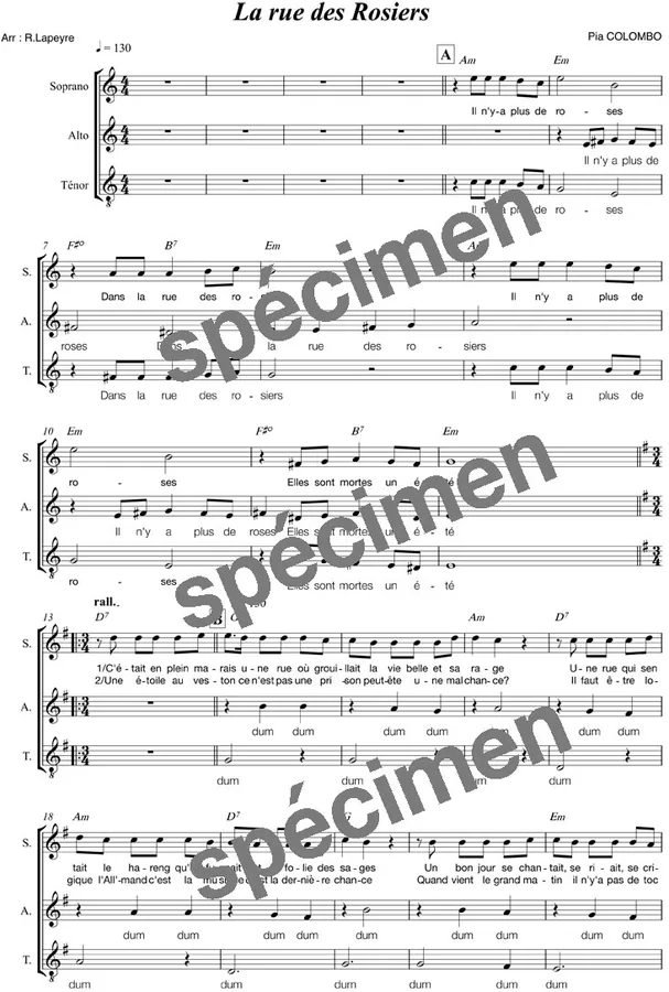 La rue des Rosiers ( chant 3v)