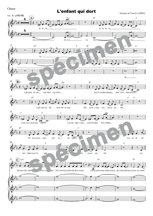 L’enfant qui dort (chant)