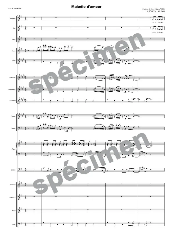 Maladie d’amour (orchestre et chant)