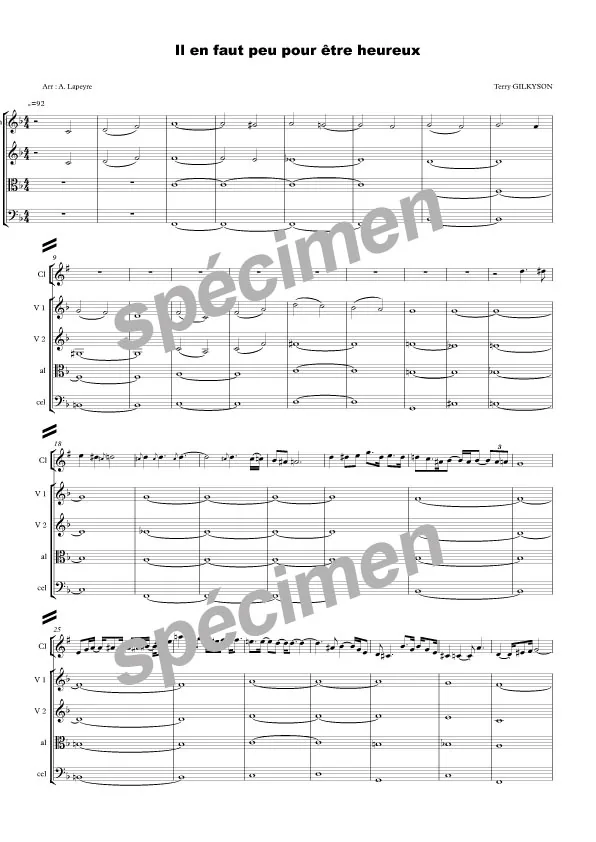 Il en faut peu pour être heureux (chant et orchestre)