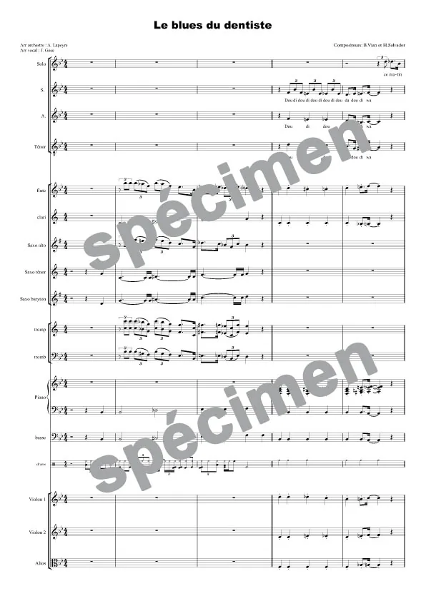 Le blues du dentiste (orchestre et chant)