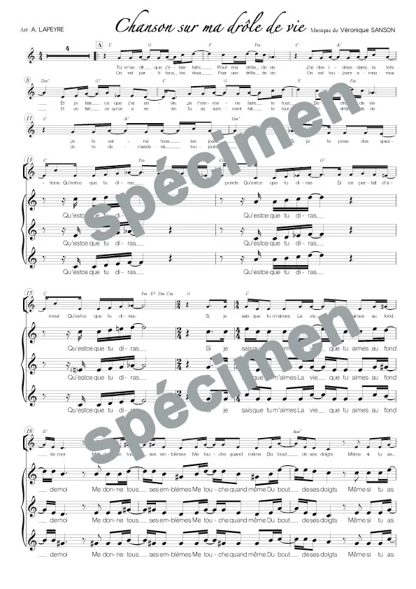 Chanson sur ma drôle de vie (chant)