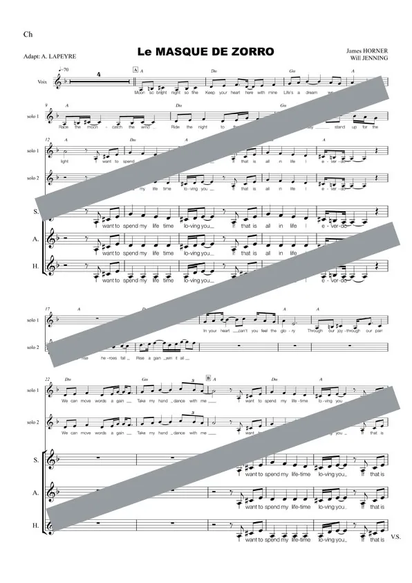 Le masque de Zorro (chant)