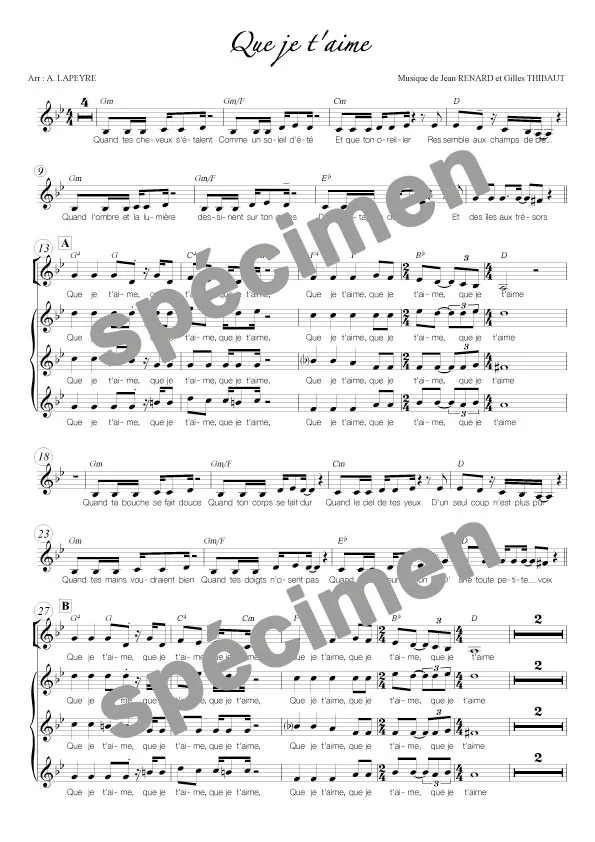 Que je t’aime (chant)