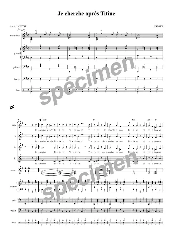 Je cherche après Titine (chant et orchestre)