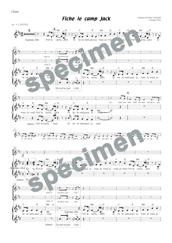 Fiche le camp Jack (chant)
