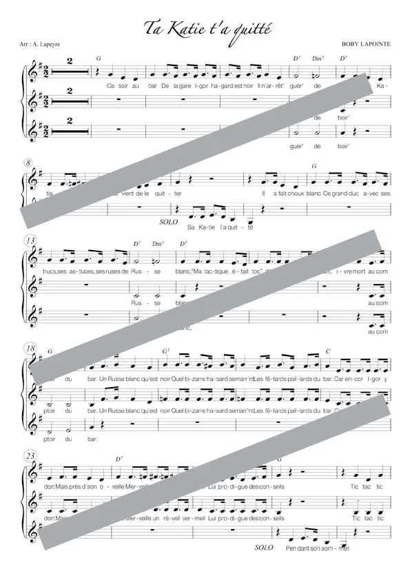 Ta katie t’a quitté (chant)