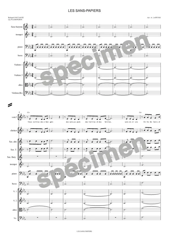 Les sans papiers (orchestre et chant)