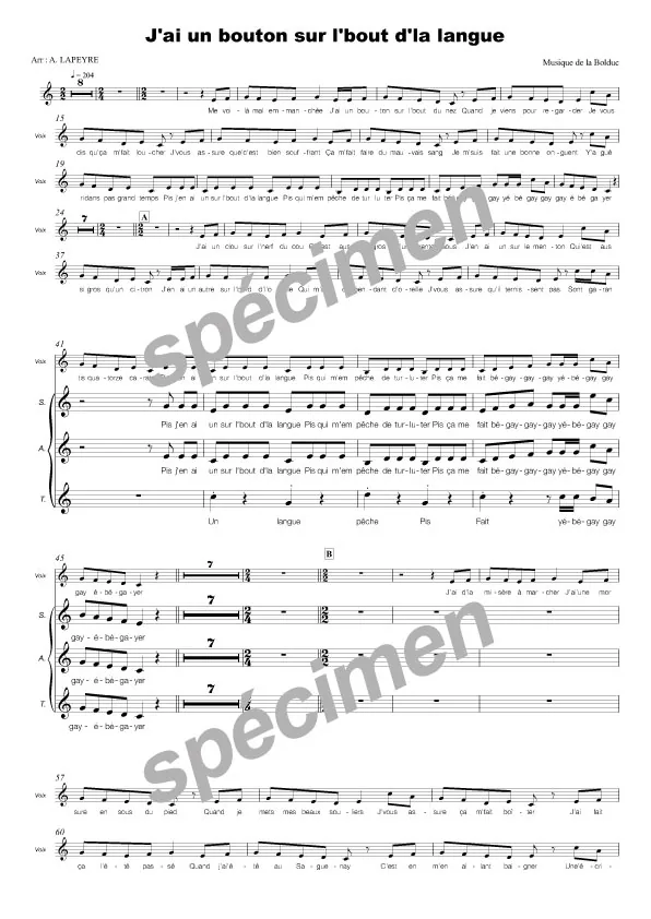 J’ai un bouton sur l’bout d’la langue (chant)