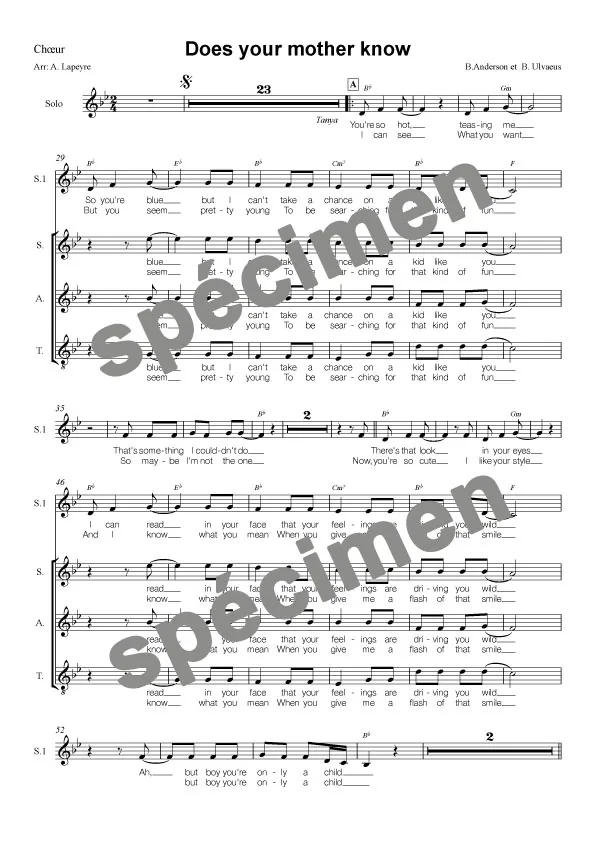 « Does your mother know » Abba (chant et orchestre)