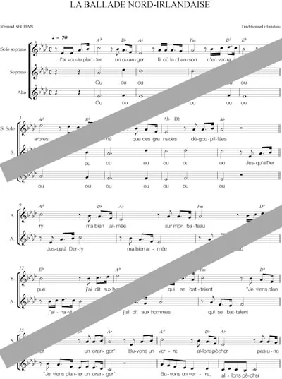 La ballade Nord Irlandaise (chant 2v)